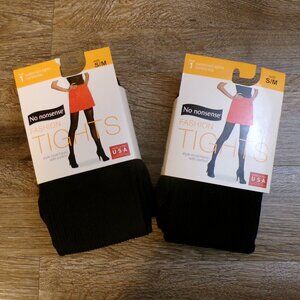 No nonsense 2 Pairs - Women's NWT Patterned Tights Control Top Black Size S/M